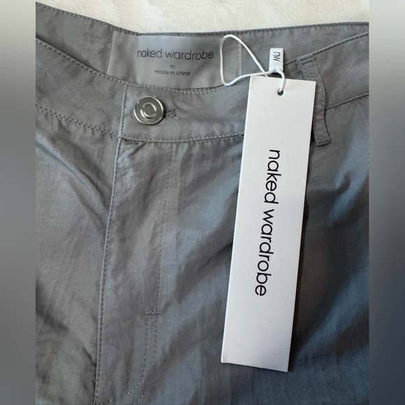 Naked Wardrobe Wide Leg Nylon Cargo Pants, Gray- size M (waist - Picture 6 of 13